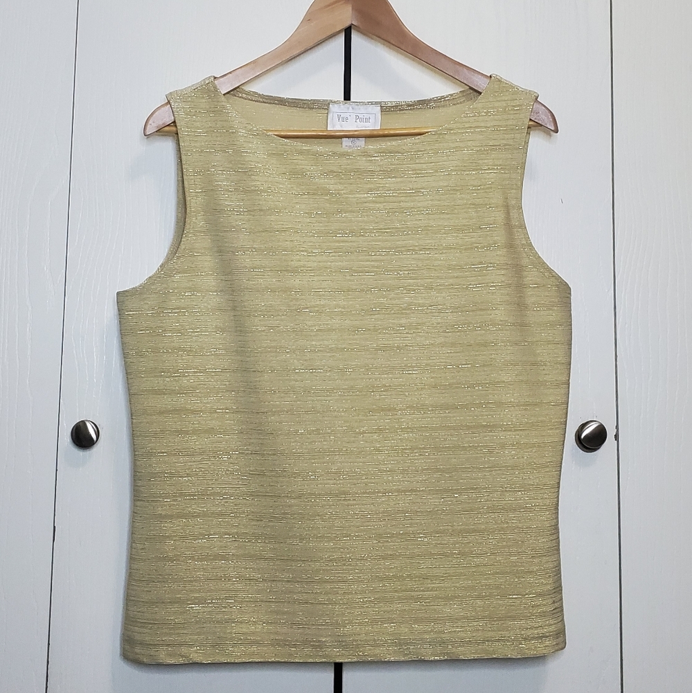 Vue Point XL  gold metallic sleeveless shirt